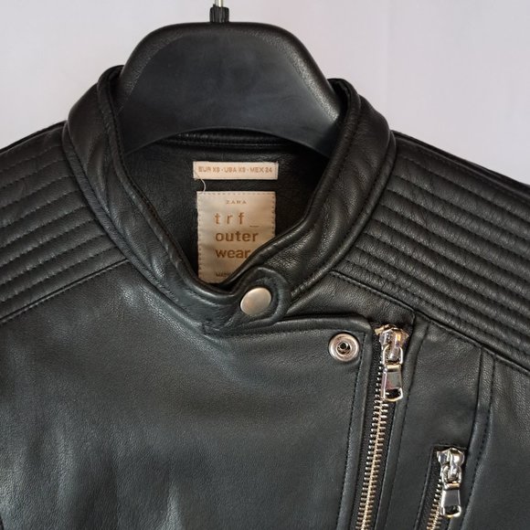 ZARA TRF womens FAUX LEATHER MOTO jacket Sz XS STUNNINGLY SOFT FAUX LEATHER - Picture 4 of 13